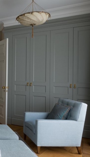 Sypialnia główna, zabudowa meblowa, szafa wnękowa Zabudowy meblowe, szafy wnękowe, garderoby, aranżacja wnętrz stylowych, wnętrza ekskluzywne, interior design